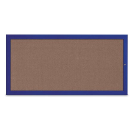 United Visual Products Slim Enclosed Corkboard, 24"x36", White Alum Frame/Blue Spruce UVEB2436-WHITE-BLSPRU